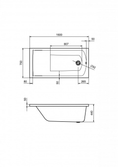 Ванна акриловая Santek Фиджи 1500x750 1WH501598 фото в интернет-магазине Пиастрелла